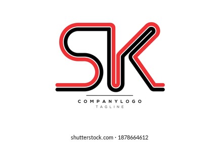 Abstract Letter Initial SK Vector Logo Design Template