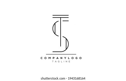 Letra abstracta plantilla de diseño del logotipo del vector ST TS inicial