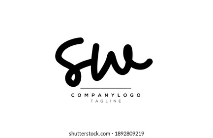 Abstract Letter Initial SW Vector Logo Design Template
