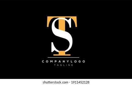 Carta abstracta plantilla de diseño de logotipo TS inicial o ST Vector