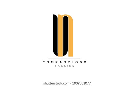 Abstract Letter Initial UN NU Vector Logo Design Template