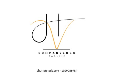 Abstract Letter Initial VH or HV Vector Logo Design Template