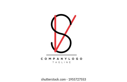 Letra abstracta plantilla de diseño de logotipo de vectores VS iniciales