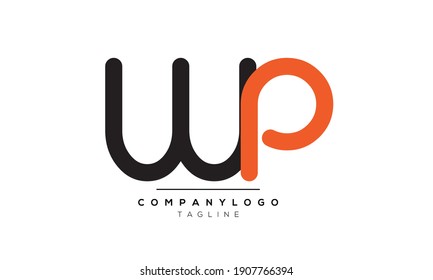 Letra abstracta plantilla de diseño de logotipo inicial WP,Vector PW