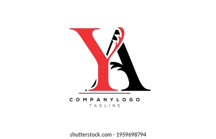 Abstract Letter Initial YA AY Vector Logo Design Template