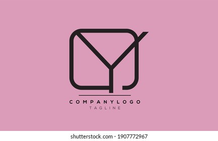 Abstract Letter Initial YQ or QY Vector Logo Design Template