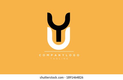 Abstract Letter Initial YU or UY Vector Logo Design Template
