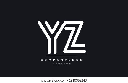 Abstract Letter Initial YZ or ZY,Z and Y Vector Logo Design Template