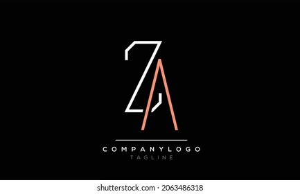Letra abstracta plantilla de diseño del logotipo del vector ZA AZ inicial