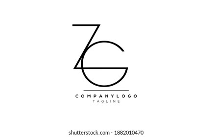 Carta resumen Plantilla inicial de diseño de logotipo de vectores ZG o GZ