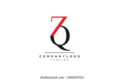 Letra abstracta diseño del logotipo inicial de los vectores ZQ,QZ