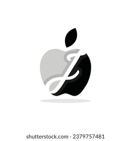 Abstract letter J Apple logo template, Vector logo for business and company identity