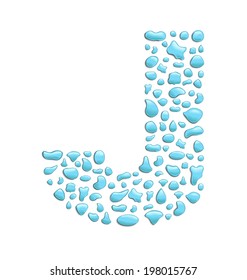abstract letter j created with water drops