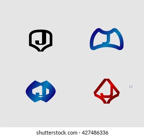 Abstract Letter j Icon set, collection
