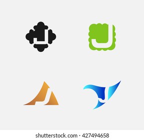 Abstract Letter j Icon set, collection

