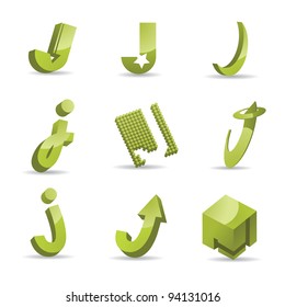Abstract Letter J Icon Symbol Set EPS 8 vector, o open shapes or paths.