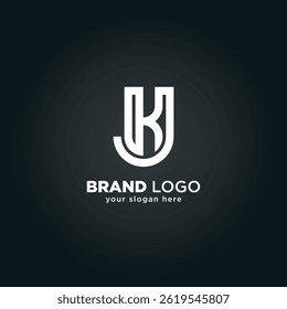 Abstract Letter J and K Monogram Logo with Black Background.