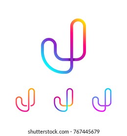 Abstract Letter J Line Monogram Colorful loops logotype, Circle shape, swirl spiral infinity logo symbol, Technology and digital connection