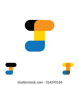 abstract letter J logo design vector template and colorful creative character icon sign