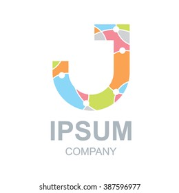 Abstract letter J logo design template,Business,Colorful creative sign,vector icon,lines letters