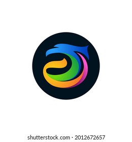 Logo de la letra abstracta J. Plantilla de logotipo de cabeza de águila
