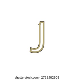 Logotipo Abstractas de la letra J con flechas infinitas; Ilustración vectorial conceptual del proceso cíclico, símbolo de reciclaje e ilusión óptica geométrica en oro y negro
