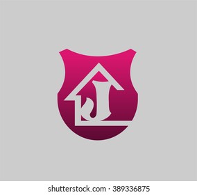 Abstract letter J logo with real estate home logo
