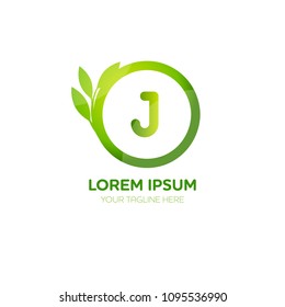 Abstract letter J logo vector design. Icon eco green and circle concept template.
