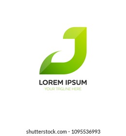Abstract letter J logo vector design. Icon eco character of leaf concept template.