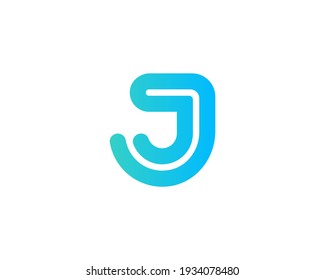 Abstract letter J modern logotype icon design concept. Creative minimalist gradient lines logo template isolated on white background. Vector illustration.