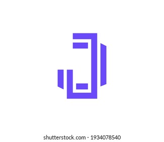 Abstract letter J modern logotype icon design concept. Creative minimalist lines logo template isolated on white background. Vector illustration.