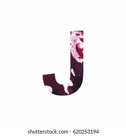 Abstract letter J on a white background in the form of stains of paint. Reminiscent of marble