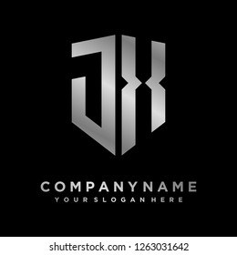 Abstract letter J X shield logo design template