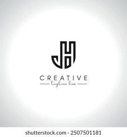 Abstract Letter JH HJ Monogram Artistic Line Logo Design. Initial Vector Template.
