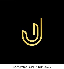 Abstract letter JJ. minimal logo design template. Vector letter logo with gold and black color.