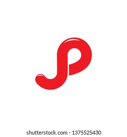 abstract letter jp curves loop design logo vector