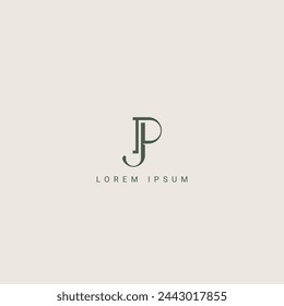 Carta abstracta JP PJ monograma logo vector plantilla. Vector de icono plano mínimo basado inicial
