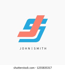 Abstract letter JS logo design template. Modern, dynamic, unique icon, element for your graphic