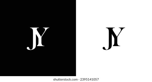 Abstract letter JY or YJ logo design vector in black and white color