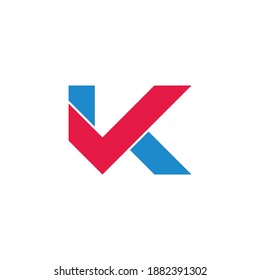 abstract letter k check mark symbol logo vector
