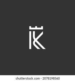 Abstract letter K with crown logo icon design modern minimal style illustration. Creative alphabet emblem vector sign symbol mark logotype.
