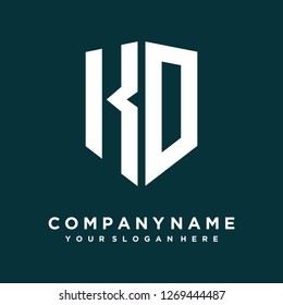 Abstract letter K D shield logo design template