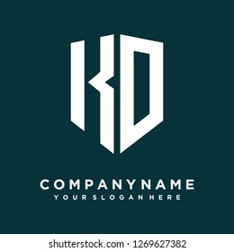 Abstract letter K D shield logo design template