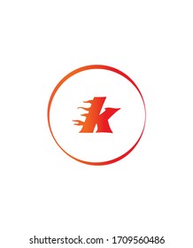Abstract letter K with fire flame logo template, vector logo for business and company identity 