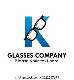 Abstract letter K with glasses vector logo template. Suitable for business, web, corporate, brand, Outline, market brand and art logotype. 