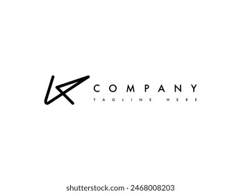 abstract letter K line logo design