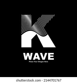 Abstract letter K line wave vector logo design. Suitable for business, poster, card, wave symbol and initial