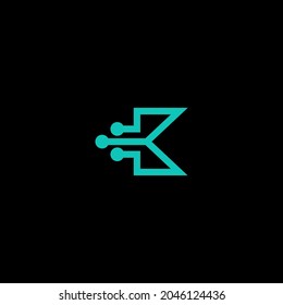 Letra abstracta plantilla de diseño del logotipo K, concepto de tecnología moderna - Vector