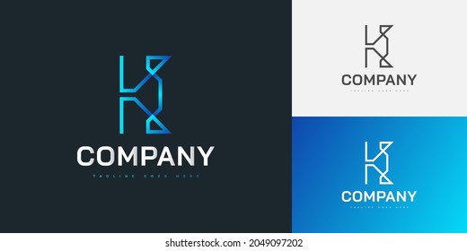 Abstract Letter K Logo Design in Blue Gradient with Line Style. Initial K Logo. Graphic Alphabet Symbol for Corporate Business Identity