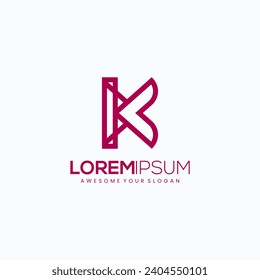Plantilla de vectores de diseño de logotipo K de letras abstractas